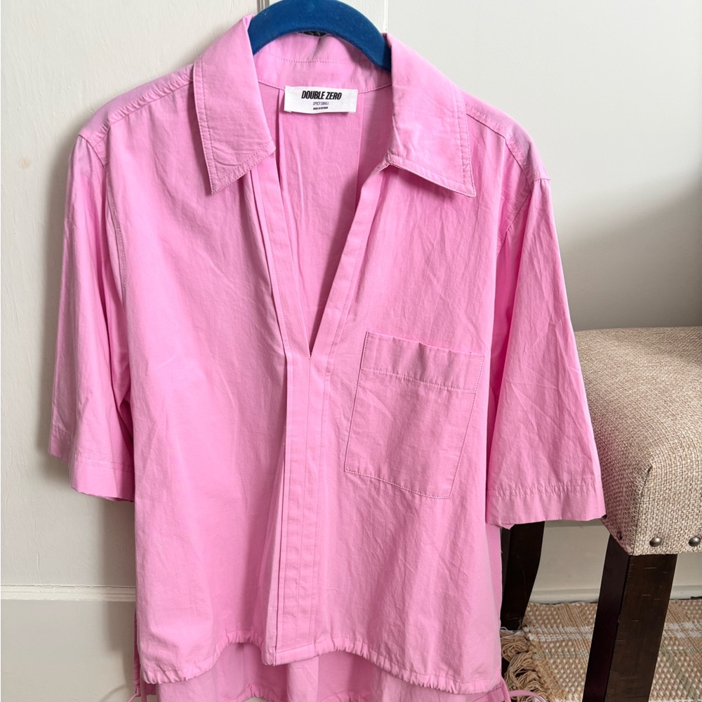 Double Zero Vibrant Pink Collared Top